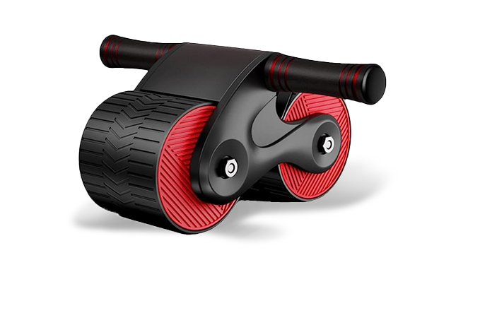Ab Wheel Roller with Straight Handle featuring double wheels and foam grips