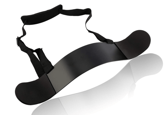 Arm Blaster Pro fitness accessory made of lightweight aluminum with adjustable strap and cushioned neck pad